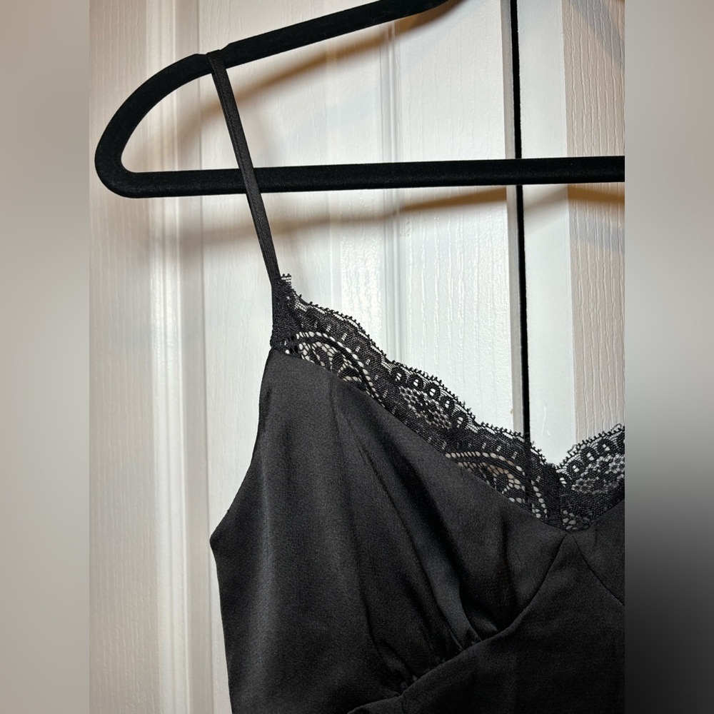 Princess Polly - Chic Maple Mae Mini Black Dress Satin Lace Slip in Size 4 - Picture 6 of 9